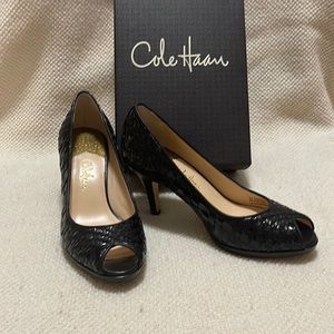 Gently used Cole Hann Nike Air braided leather dress heels